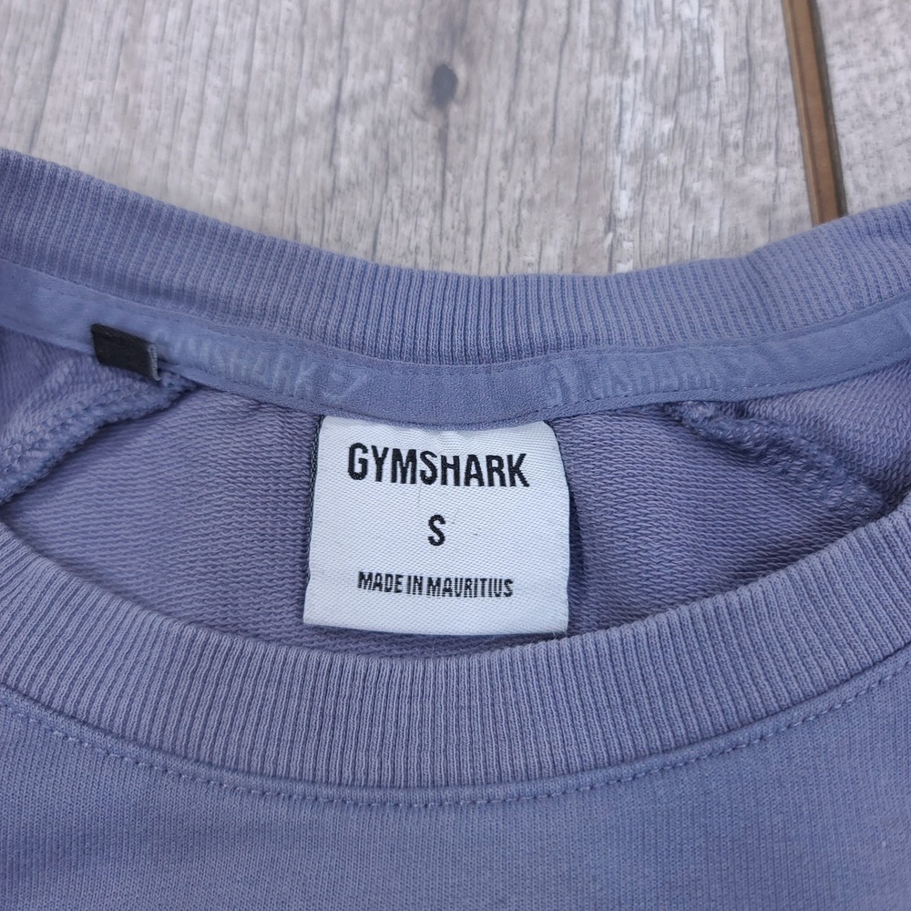 Gymshark Crop Top Sweatshirt Women S Blue Pause Long Sleeve Ribbed Pullover - Picture 5 of 6